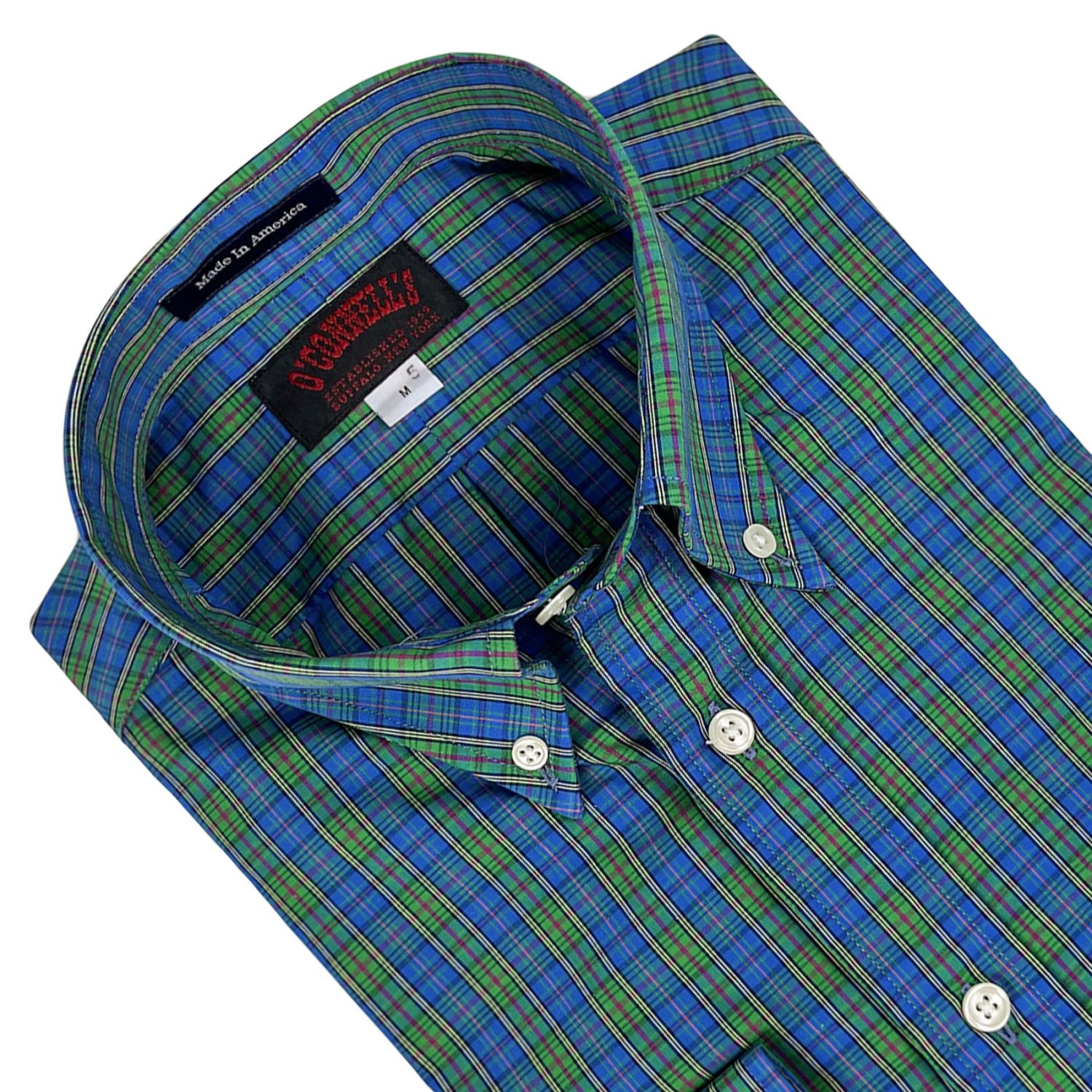 O'Connell's Long Sleeve Cotton Broadcloth Sport Shirt - Blue & Kelly Green | Men's and women's clothing O'Connell's Long Sleeve Cotton Broadcloth Sport Shirt - Blue & Kelly Green | Men's and women's clothing