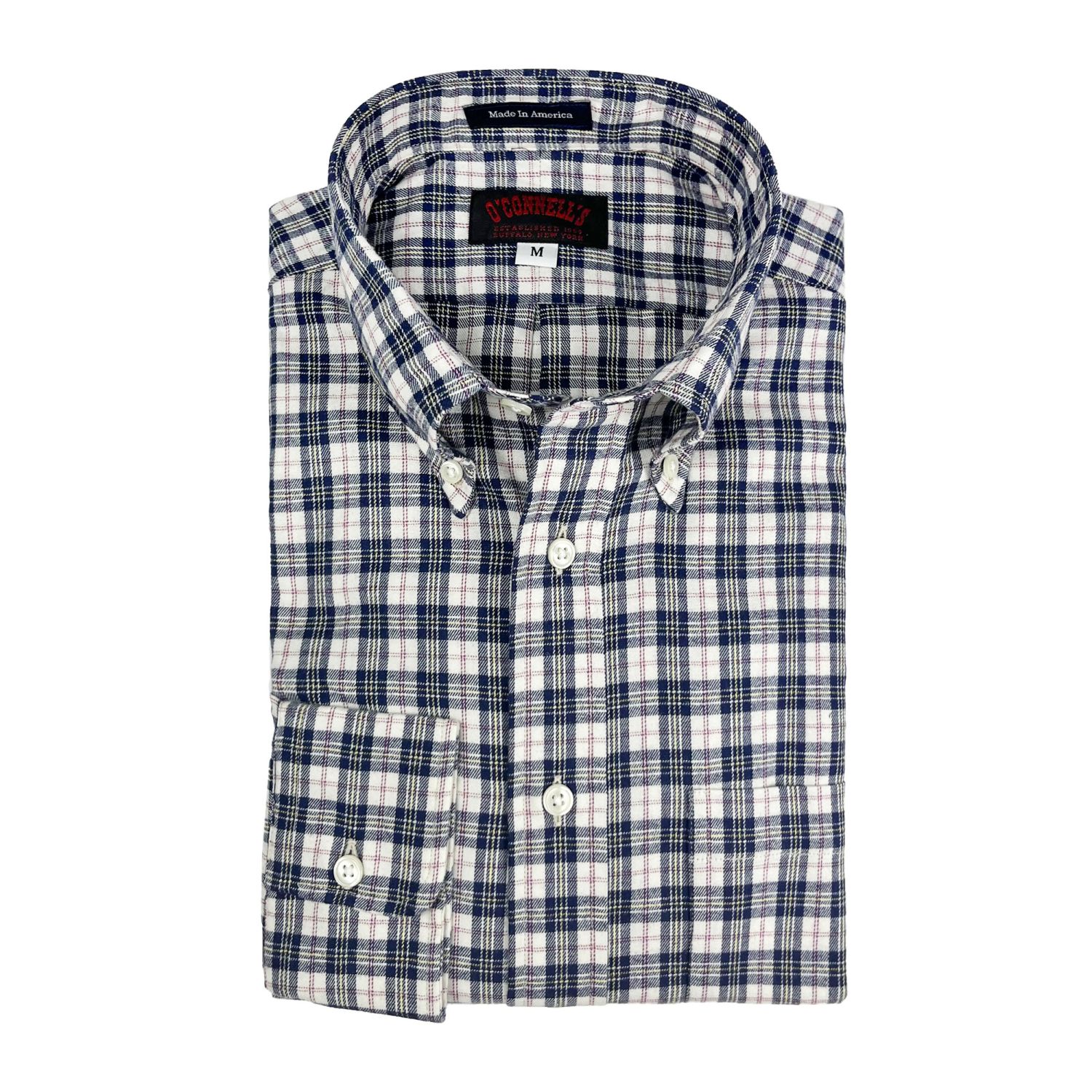 O'Connell's Long Sleeve Cotton Flannel Shirt - White & Navy | Men's and women's clothing O'Connell's Long Sleeve Cotton Flannel Shirt - White & Navy | Men's and women's clothing