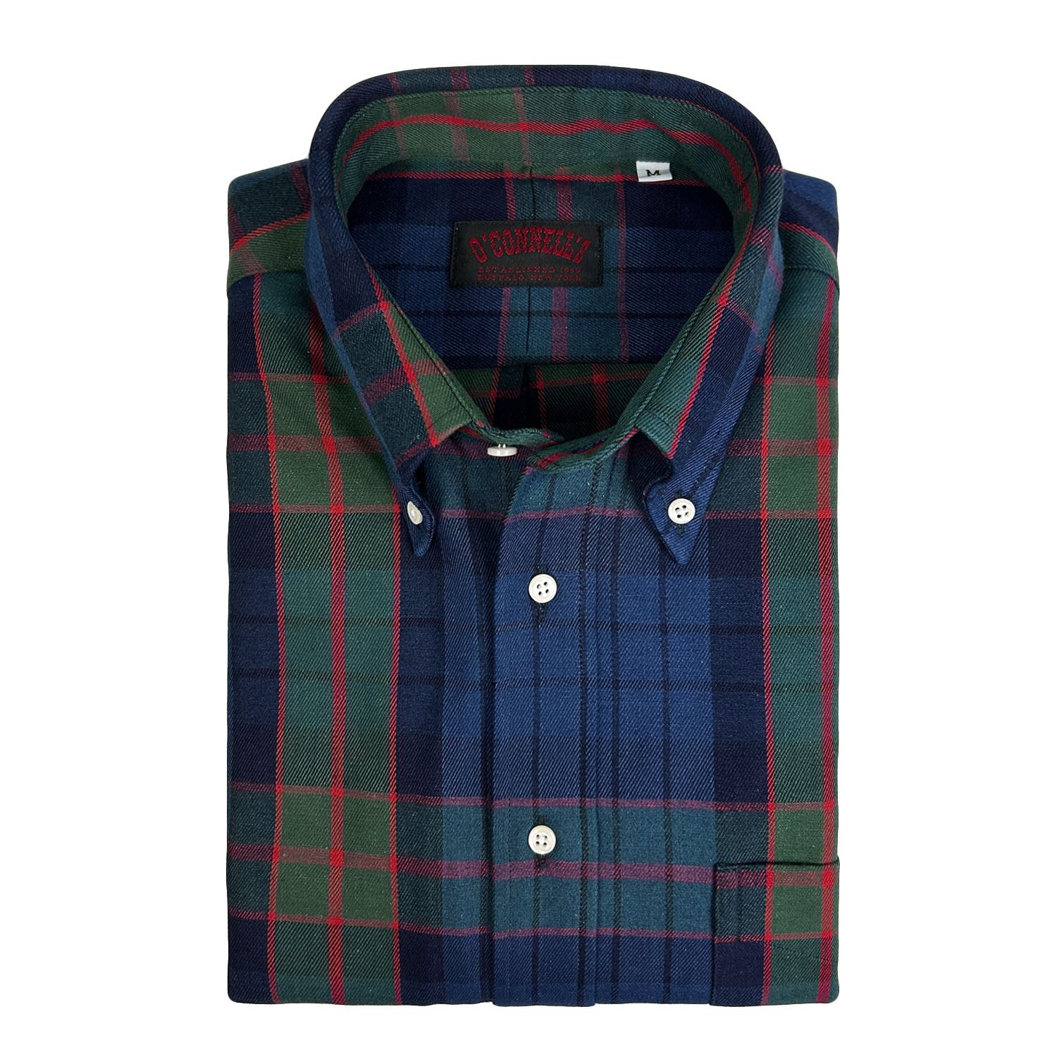 red and green plaid dress shirt Hisdern Men's Long Sleeve Plaid Shirt Red Green Casual Button-Up 3XL