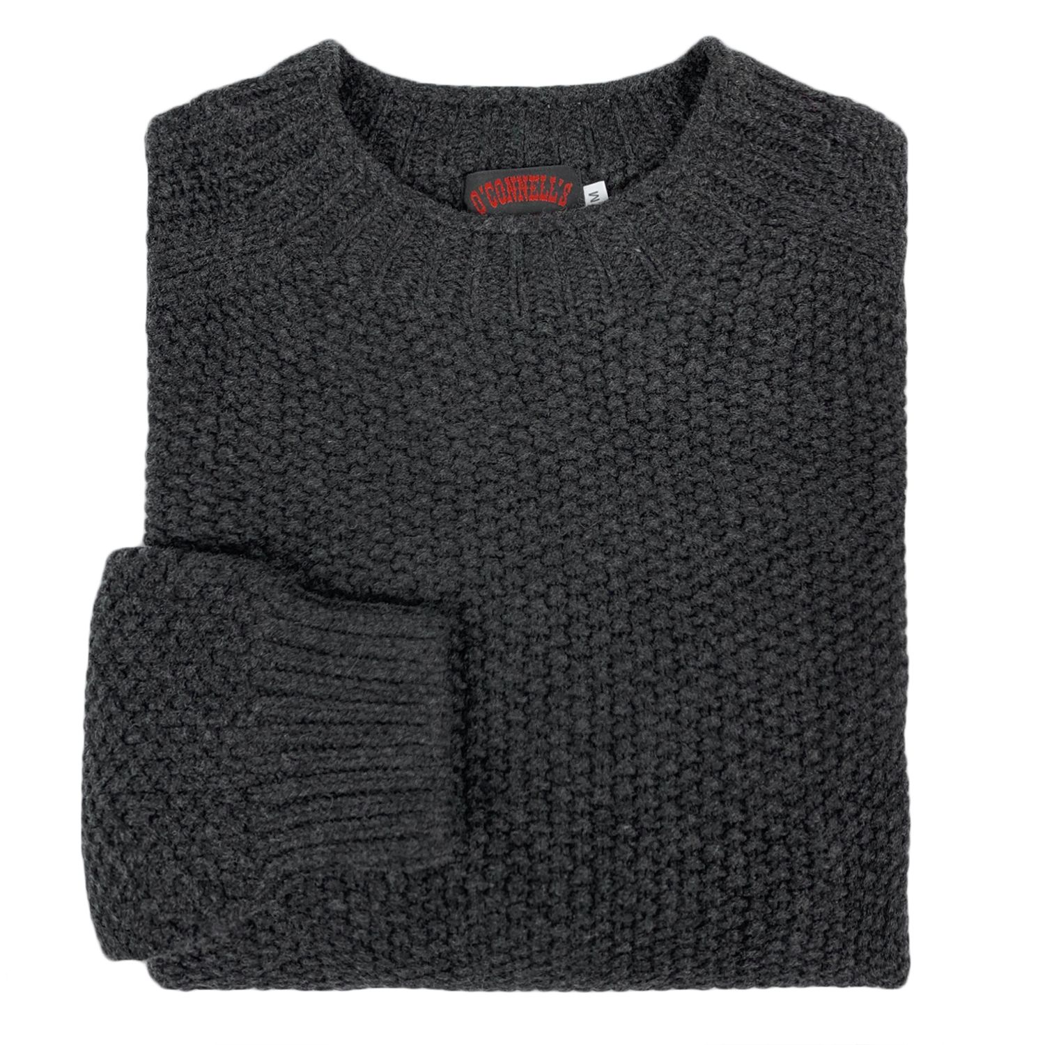 O'Connell's Moss-Stitch Geelong Sweater - Charcoal | Men's and