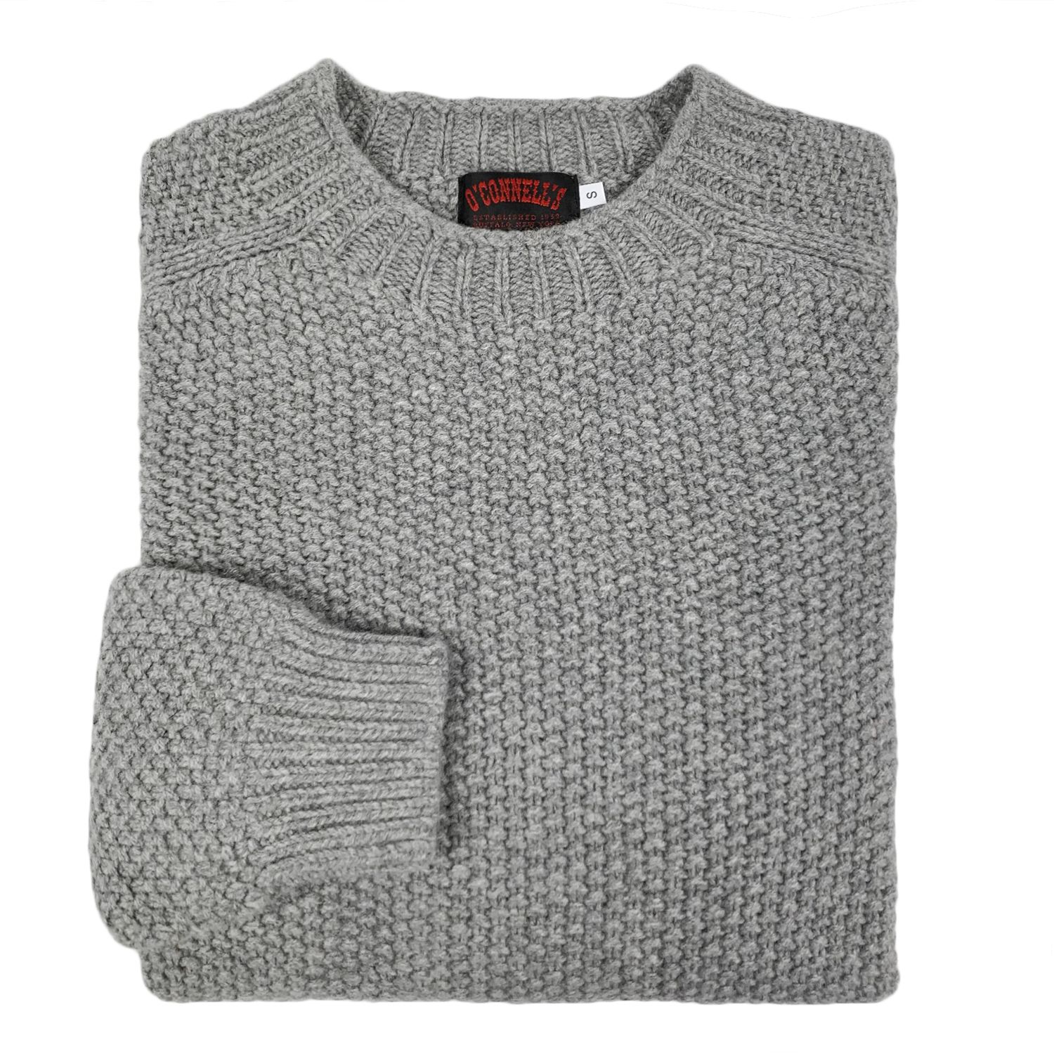 O'Connell's Moss-Stitch Merino Wool Sweater - Flannel Grey | Men's