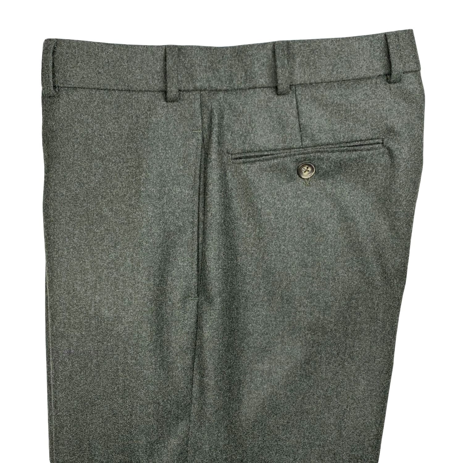 O'Connell's Plain Front Lambswool Flannel Trousers - Charcoal