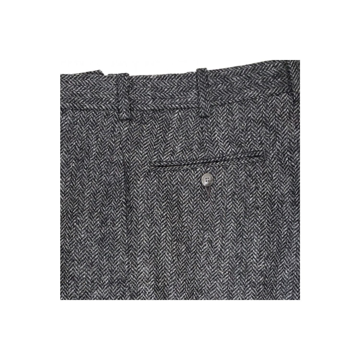 O'Connell's Plain Front Shetland Wool Trousers - Herringbone
