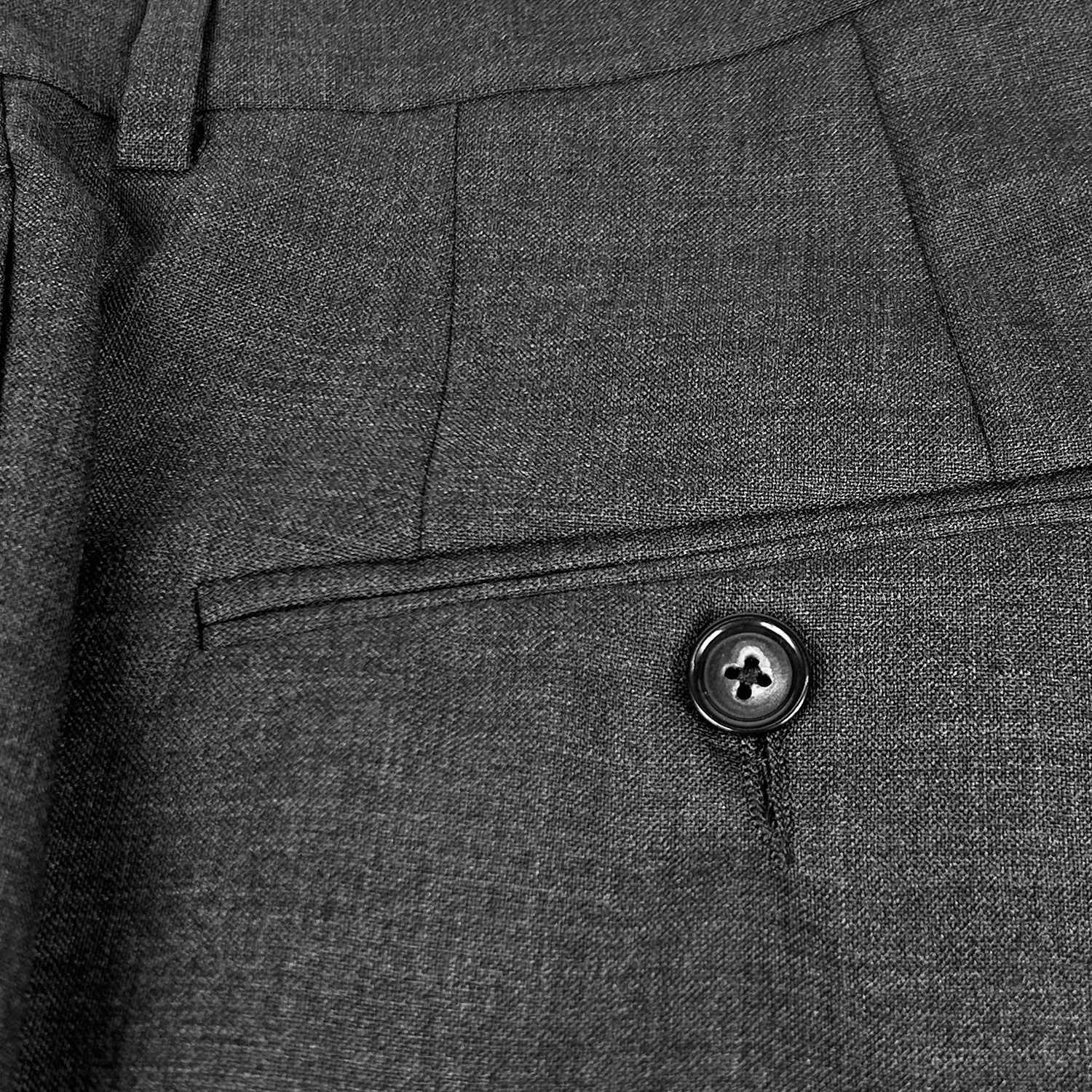 O'Connell's Plain Front Solid Worsted Wool Trousers - Charcoal