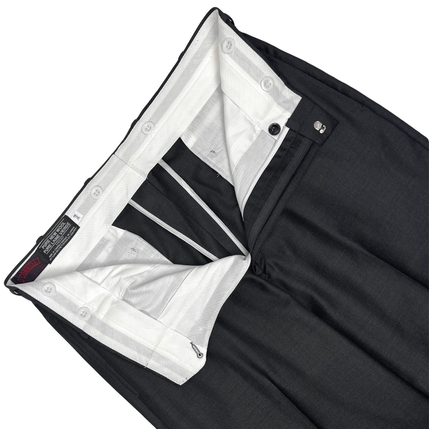 O'Connell's Plain Front Wool Serge Trousers - Dark Charcoal