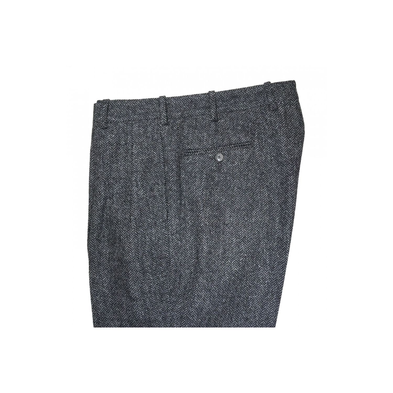 O'Connell's Pleated Front Shetland Wool Trousers - Herringbone