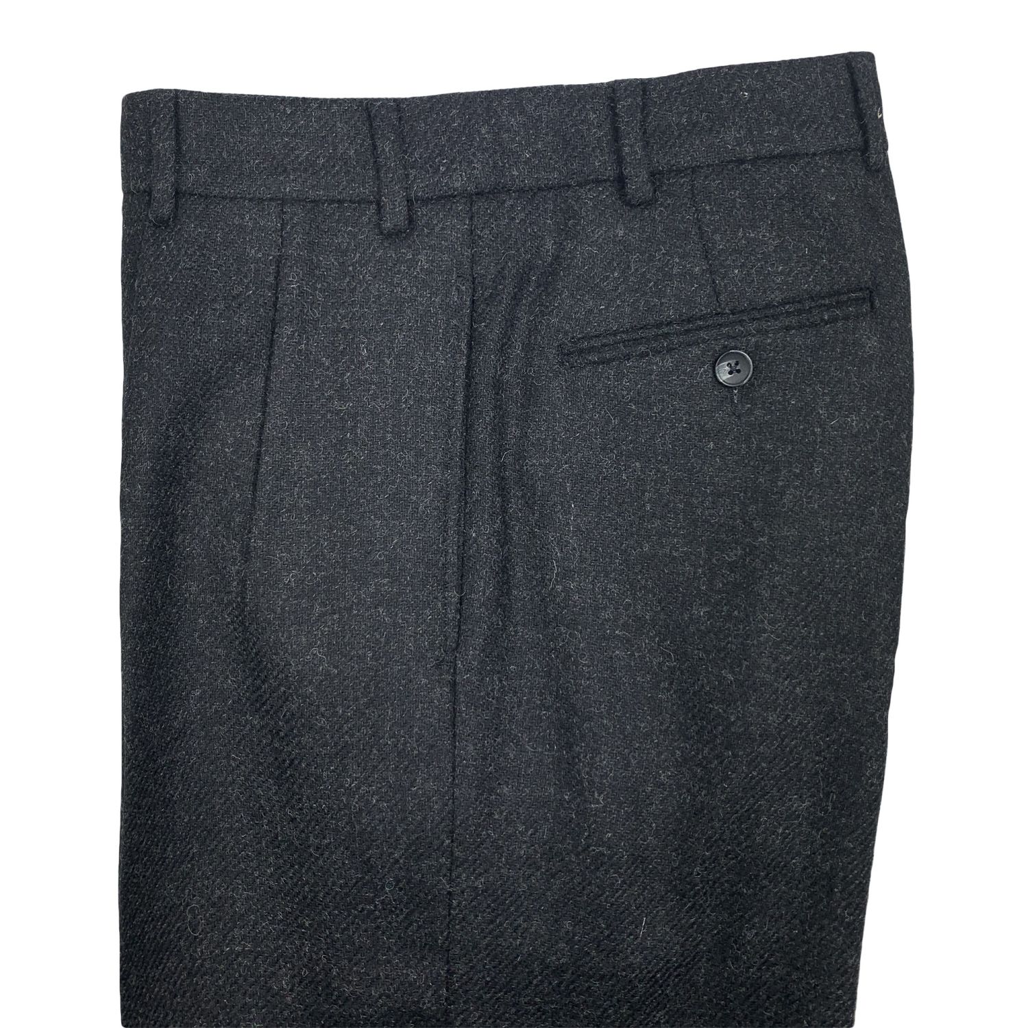 O'Connell's Pleated Trousers - Shetland Wool - Dark Charcoal