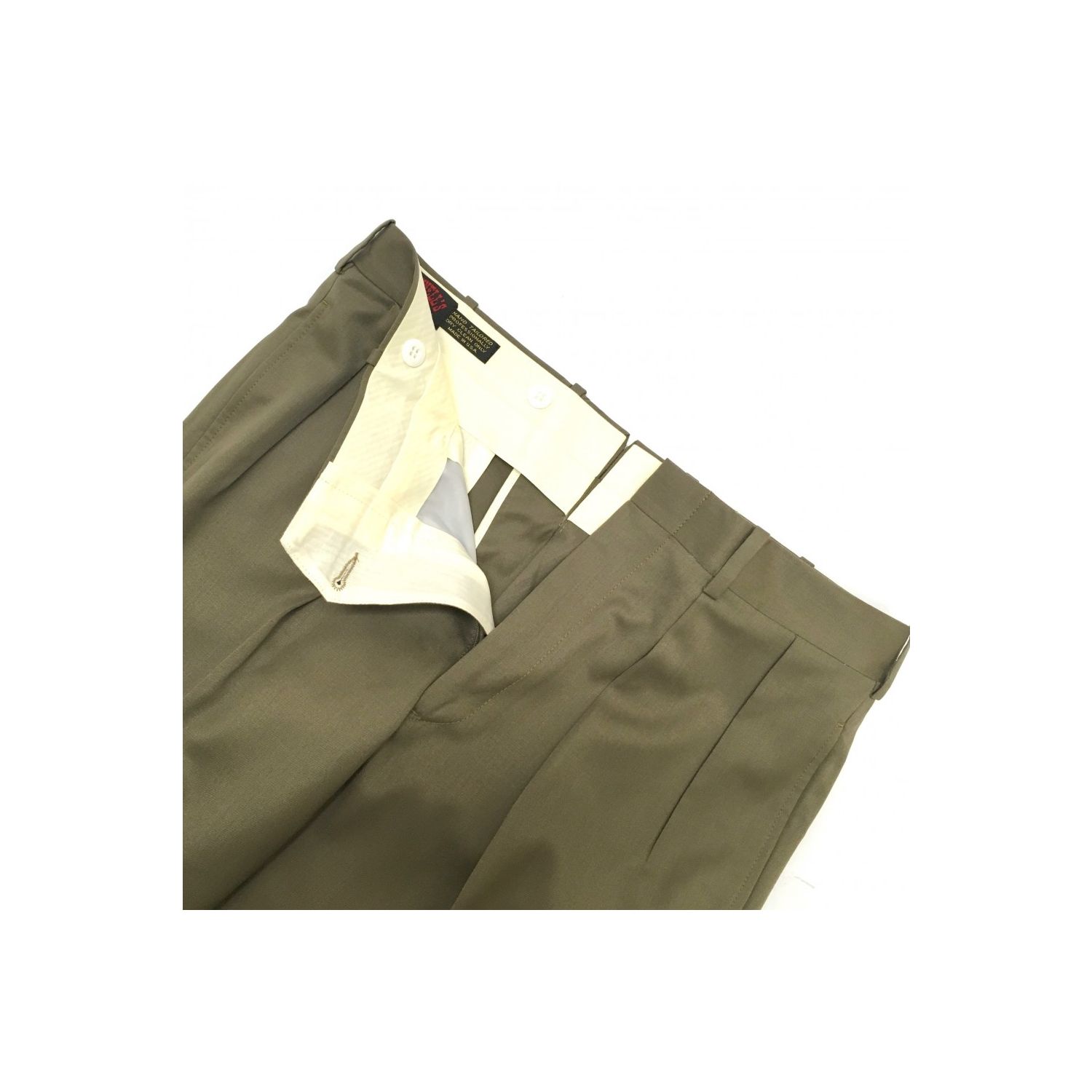 O'Connell's pleated wool Gabardine Trousers - Moss | Men's and