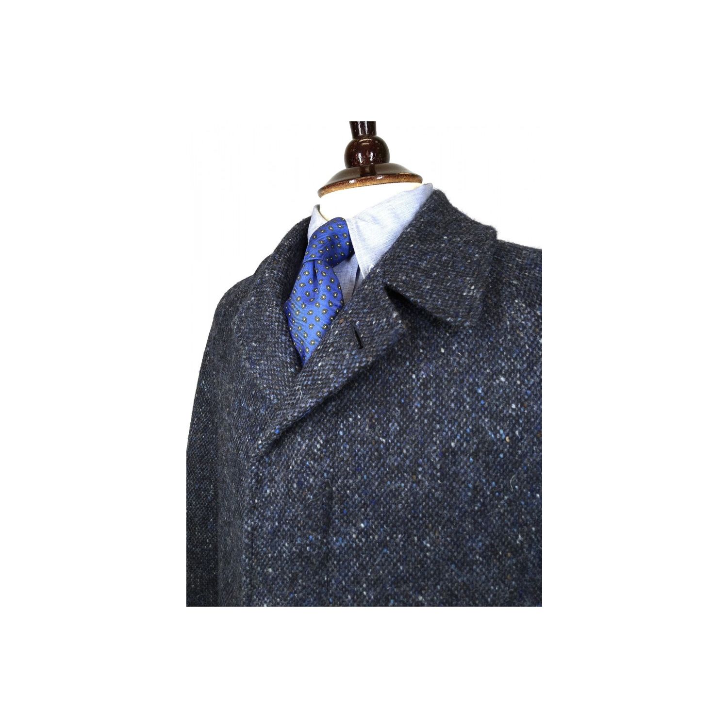 O'Connell's Raglan Overcoat - Magee Tweed - Navy & Blue Donegal