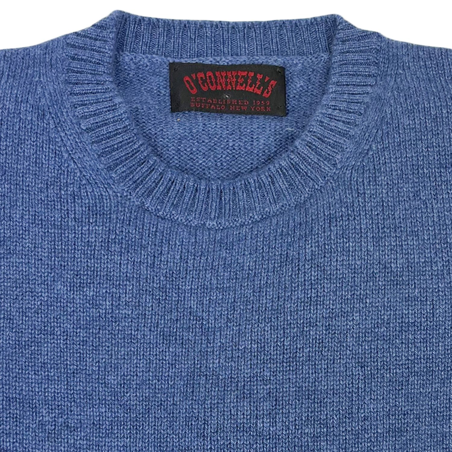 O'Connell's Scottish 3-ply Cashmere Crewneck Sweater - Denim