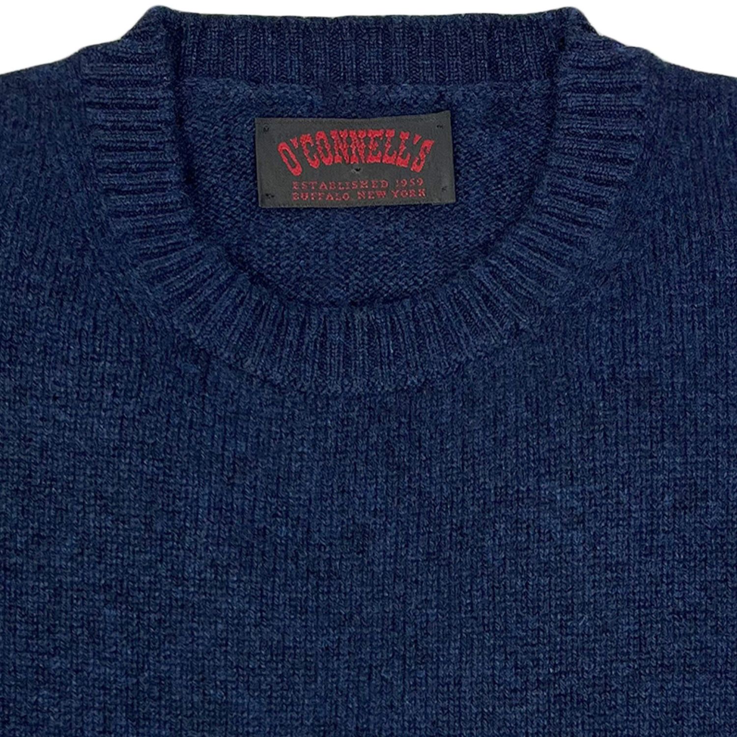 O'Connell's Scottish 3-ply Cashmere Crewneck Sweater - Navy Marl