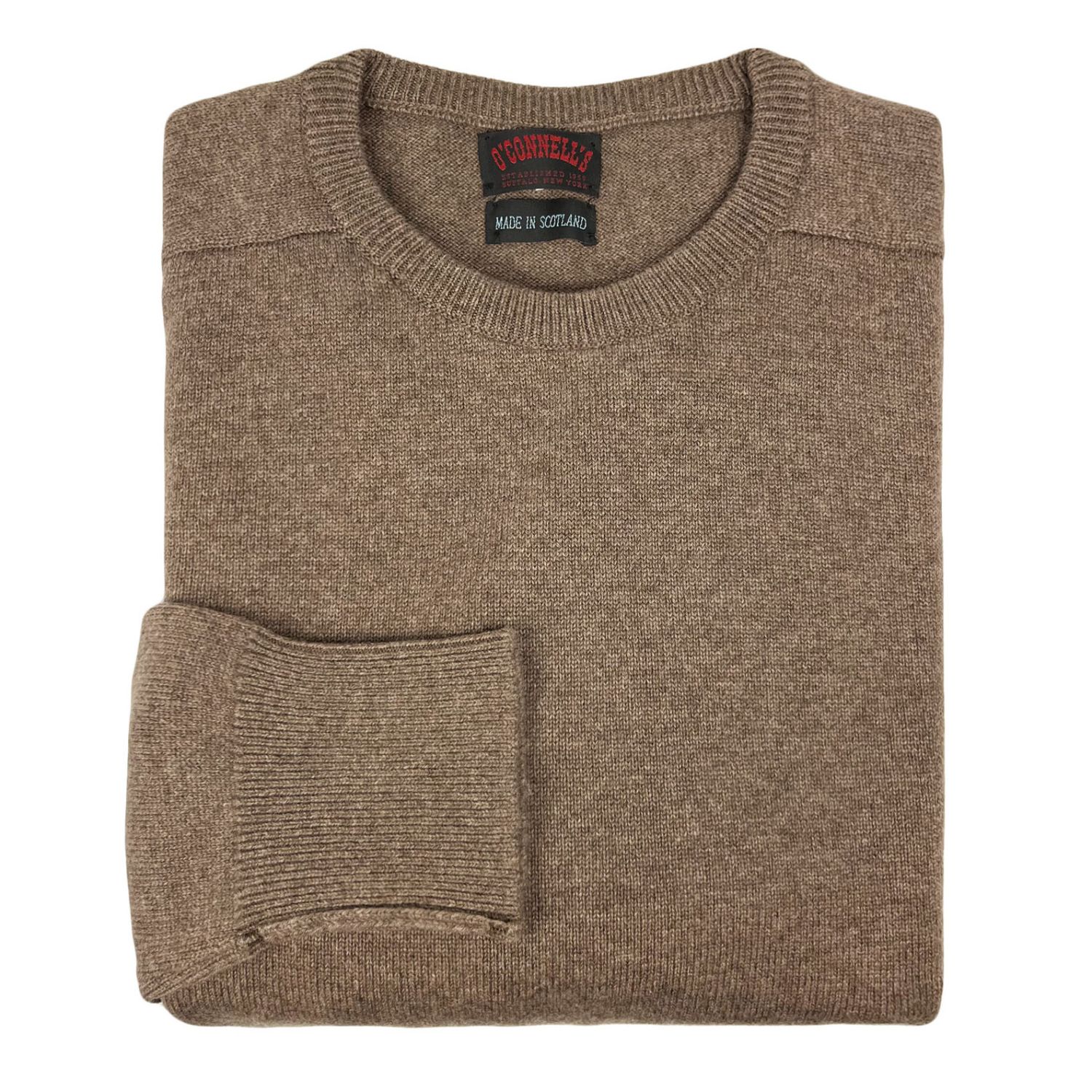 O'Connell's Scottish Cashmere Crewneck Sweater - Mocha | Men's and