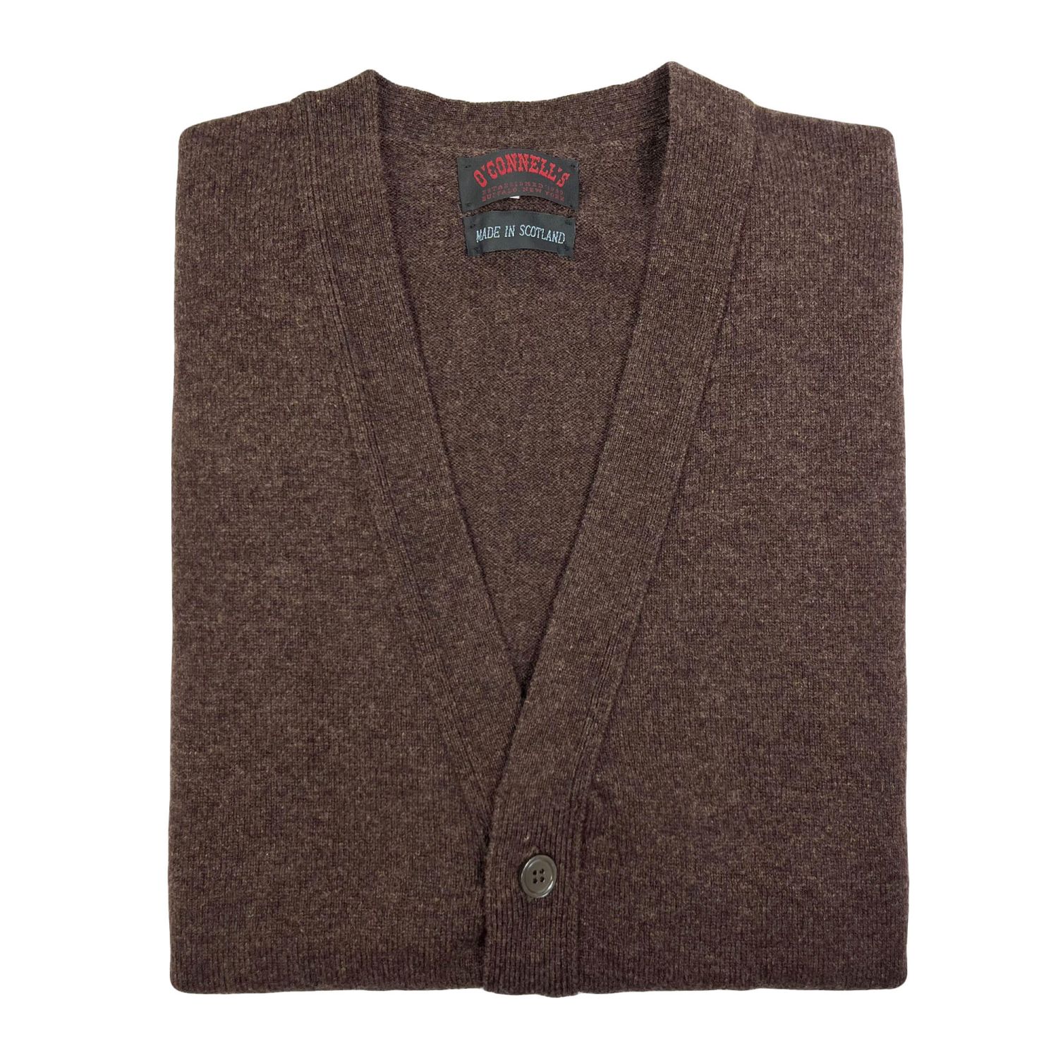 O'Connell's Scottish Lambswool Sleeveless Cardigan - Hickory