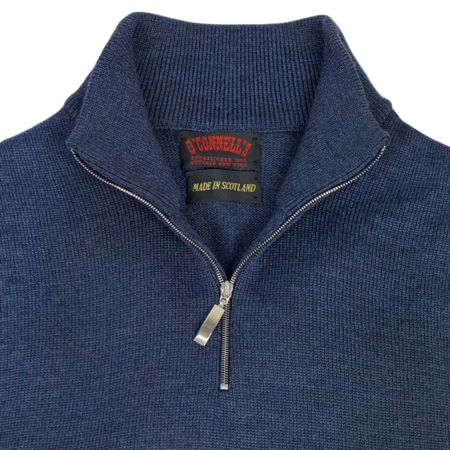 O'Connell's Scottish Merino Wool Quarter-Zip Sweater - Cosmos Blue