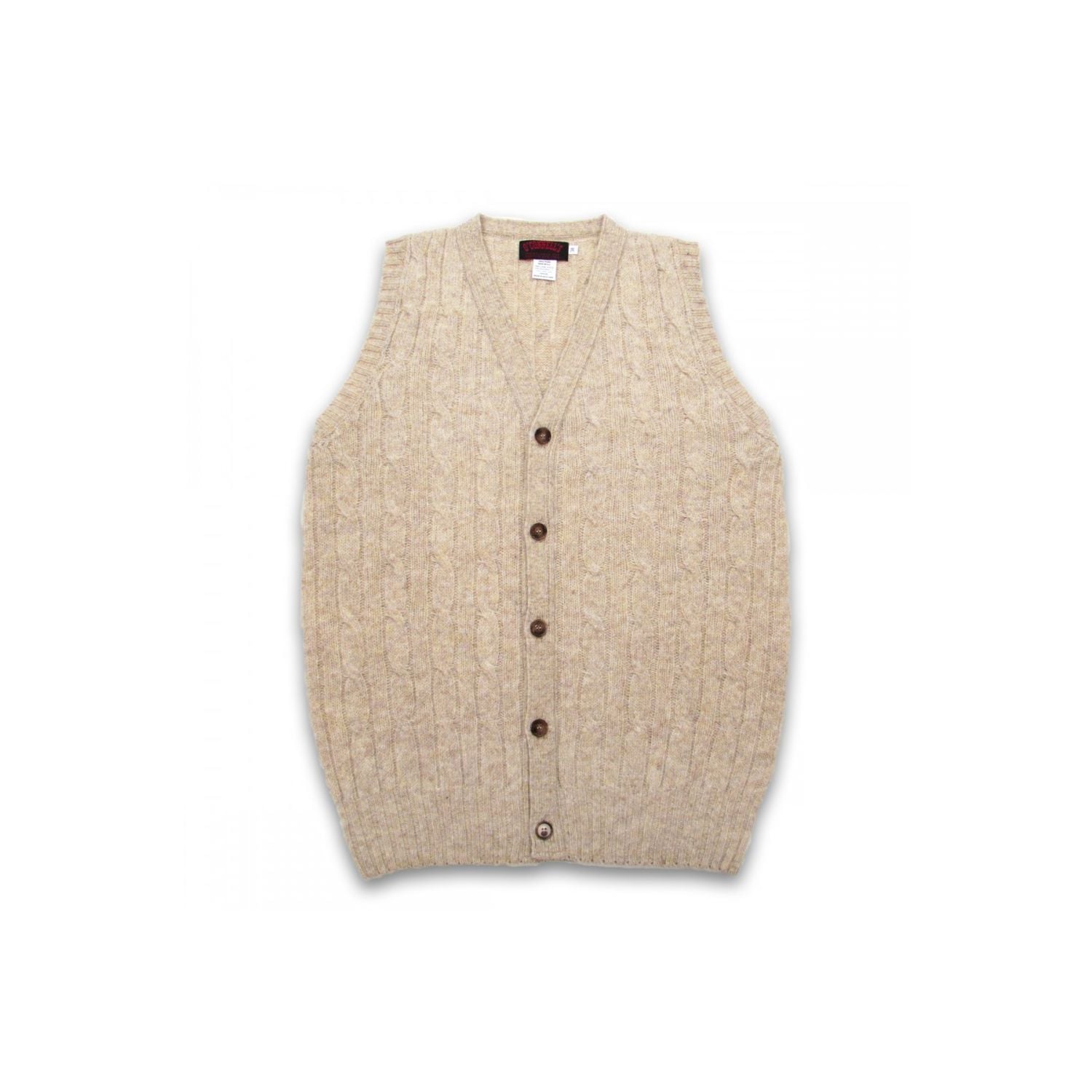 O'Connell's Scottish Shetland Wool Sleeveless Cardigan - Cable