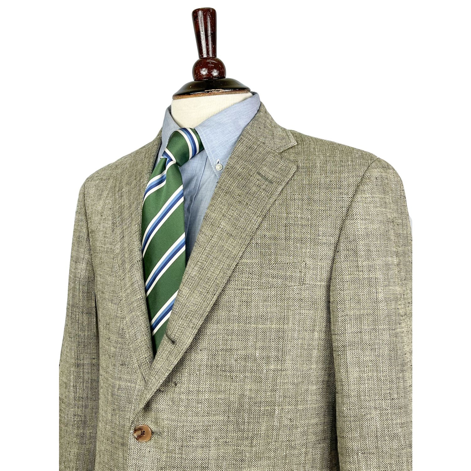 O'Connell's Silk & Linen Sport Coat - Herringbone - Olive | Men's