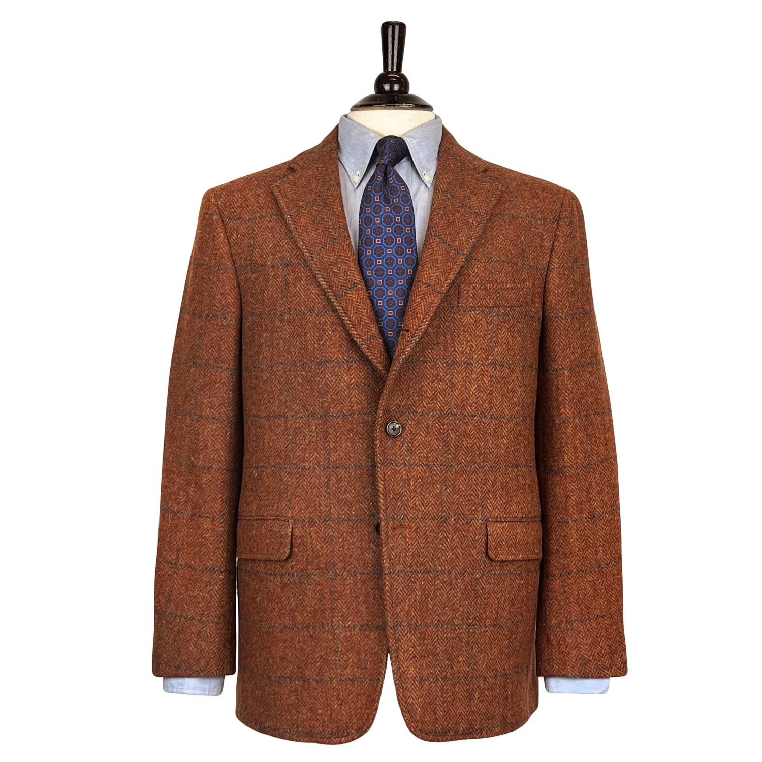 O'Connell's Sport Coat - Harris Tweed - Rust Herringbone with Blue
