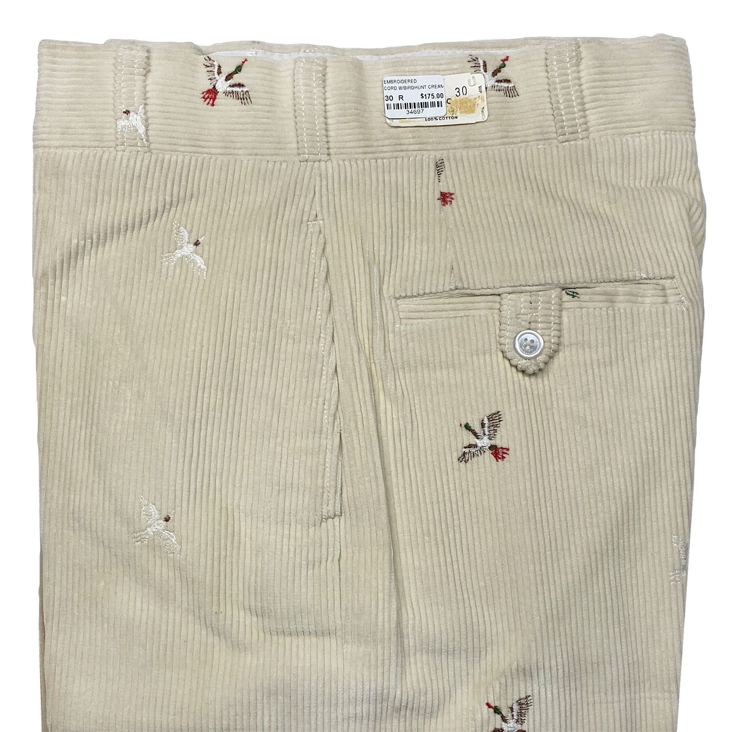 O'Connell's Vintage Embroidered Corduroy Trousers - Bird Hunt on