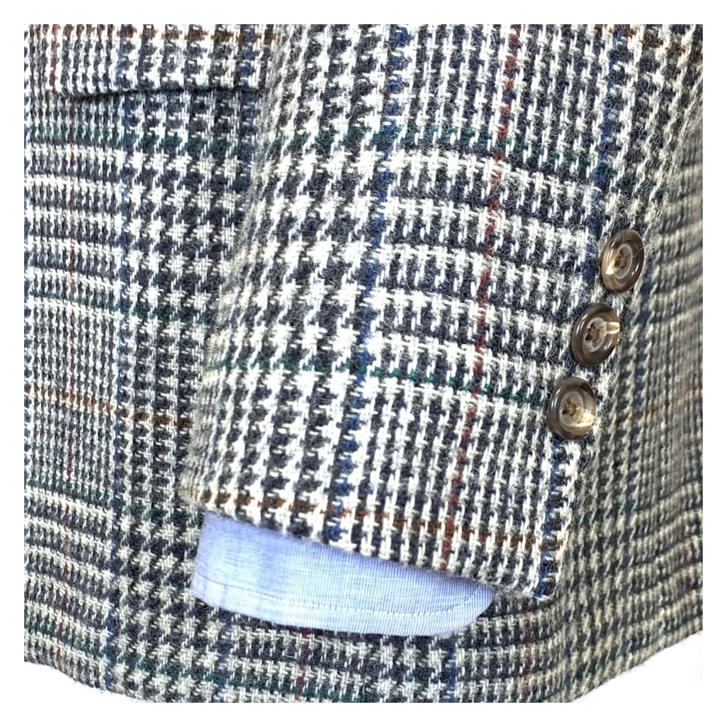 O'Connell's Wool Glen Plaid Sport Coat - Grey with Blue, Green