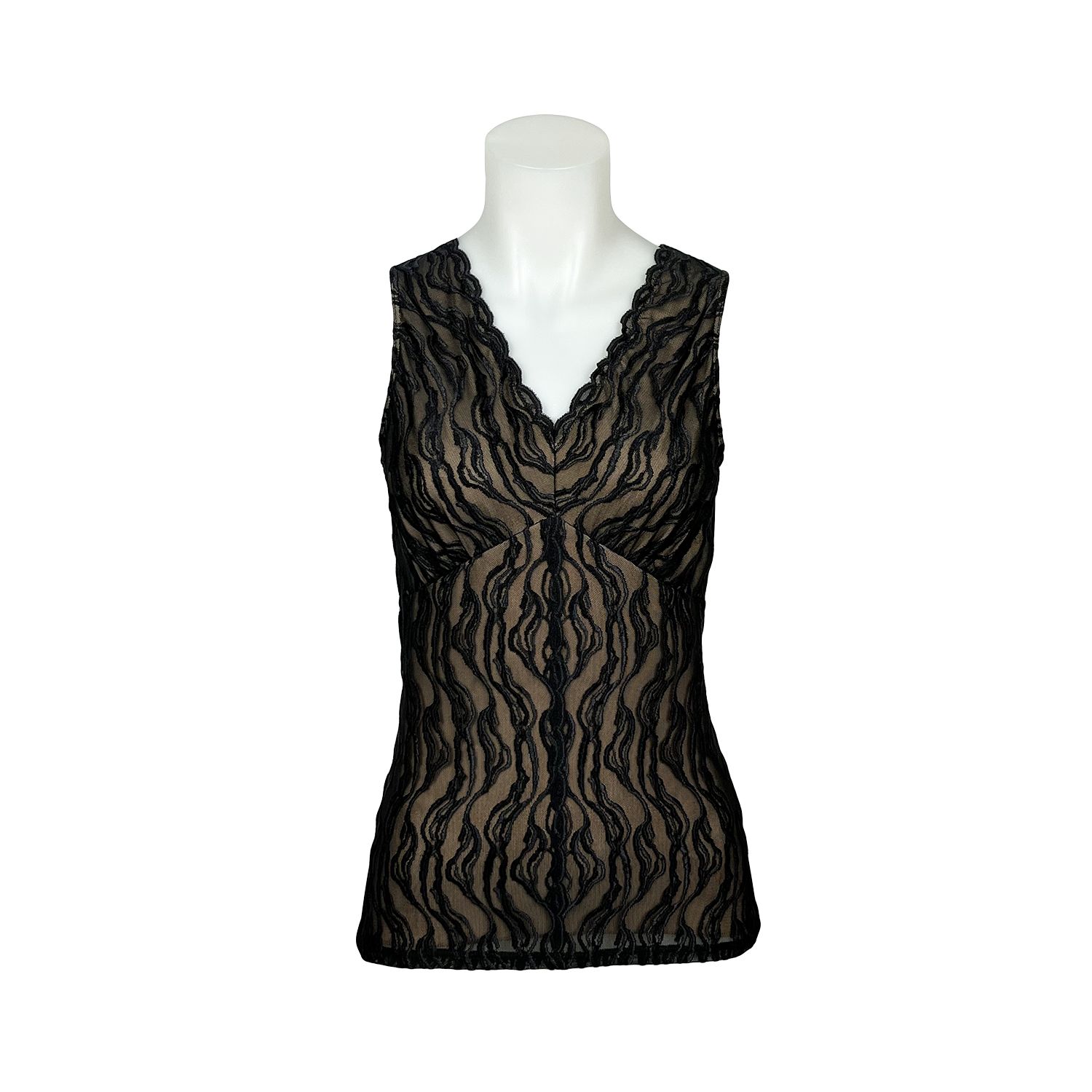 Papillon Blanc Lace Shell - Black & Dark Nude (9847) | Men's and