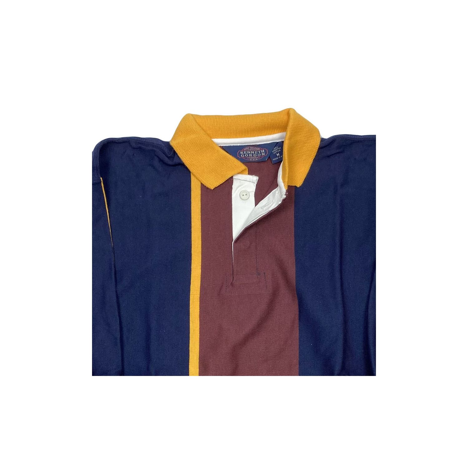 Rugby Shirt by Kenneth Gordon - Vertical Stripes - Burgundy, Navy