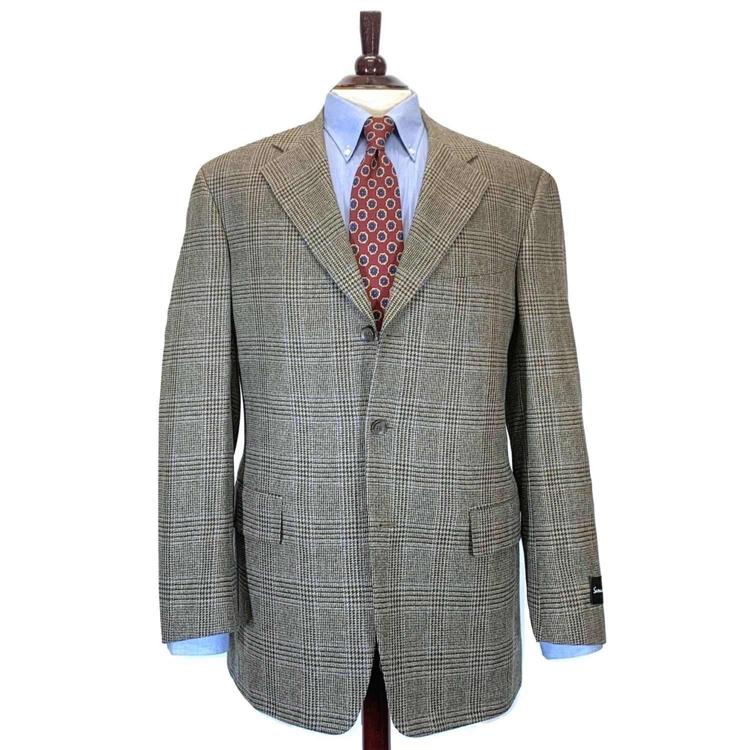 Samuelsohn Lambswool & Cashmere Sport Coat - Glen Plaid - Tan with