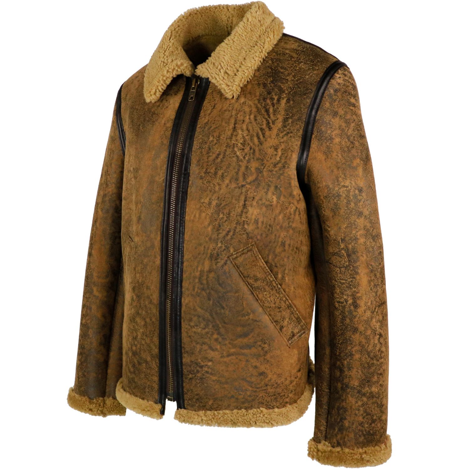 Schott NYC Antique Brown Sheepskin Jacket - Brown (256S) | Men