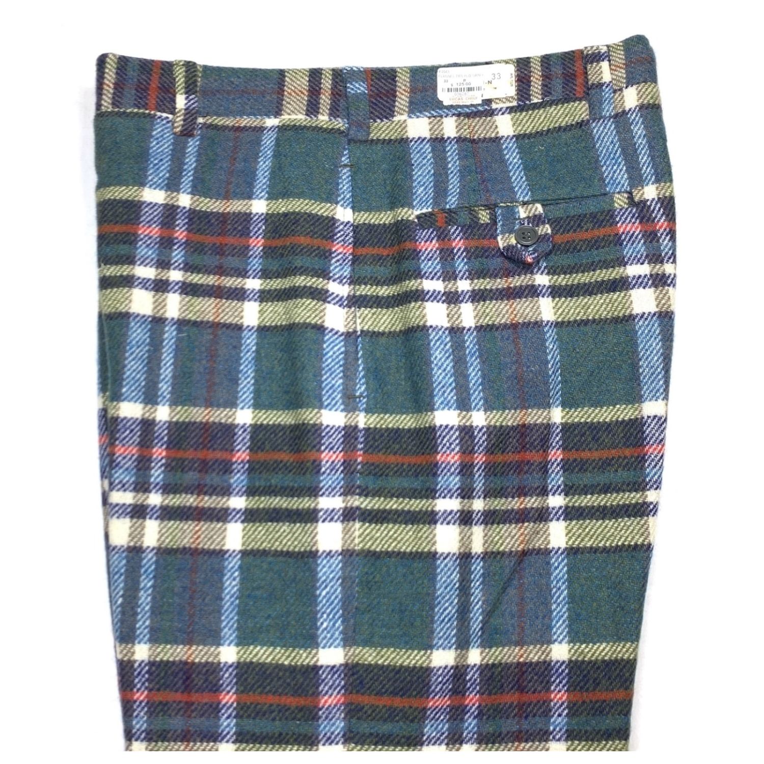 Shetland Tweed Trousers - Tartan - Green, Yellow, Orange (P2043