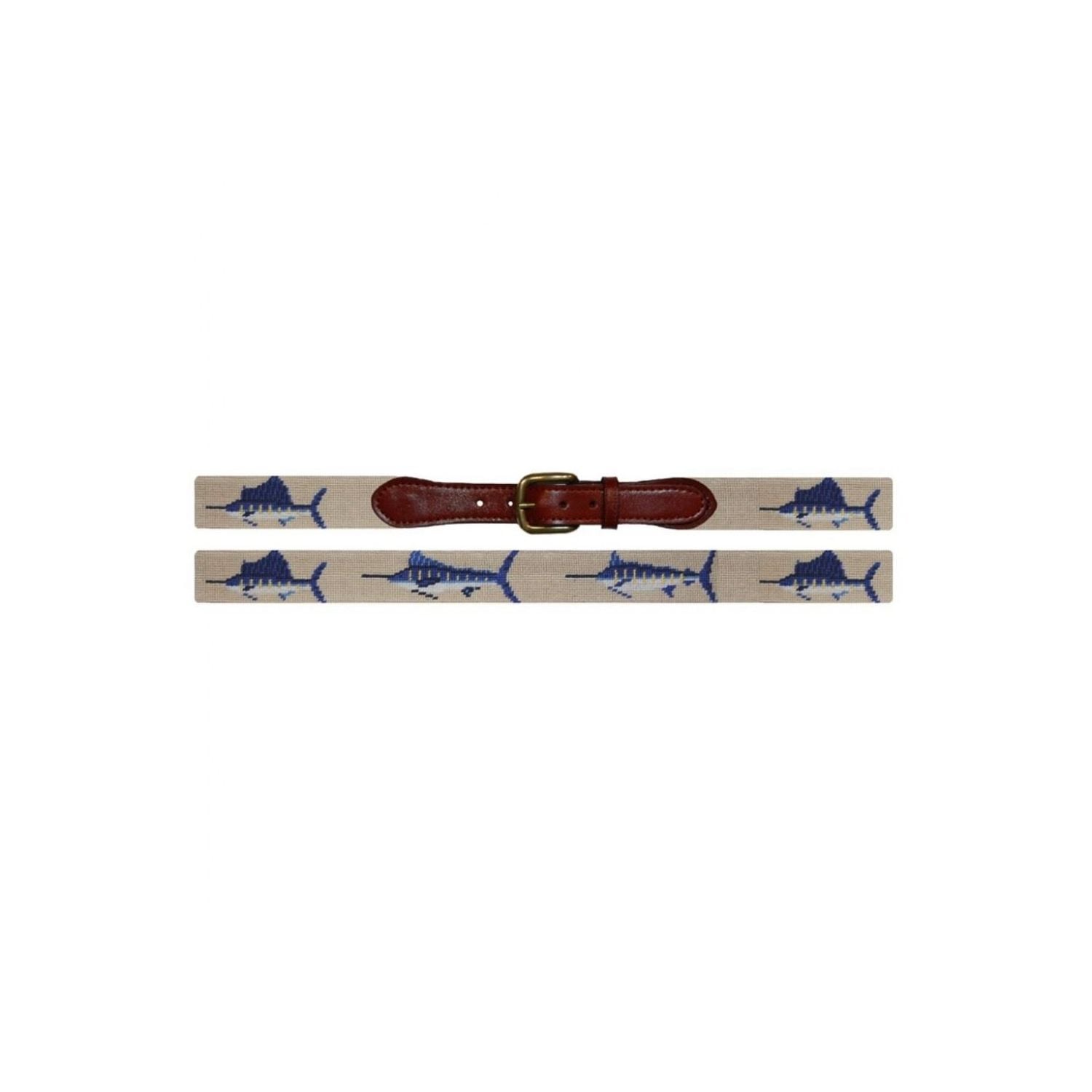 Smathers & Branson Needlepoint Belt - Billfish (Natural 