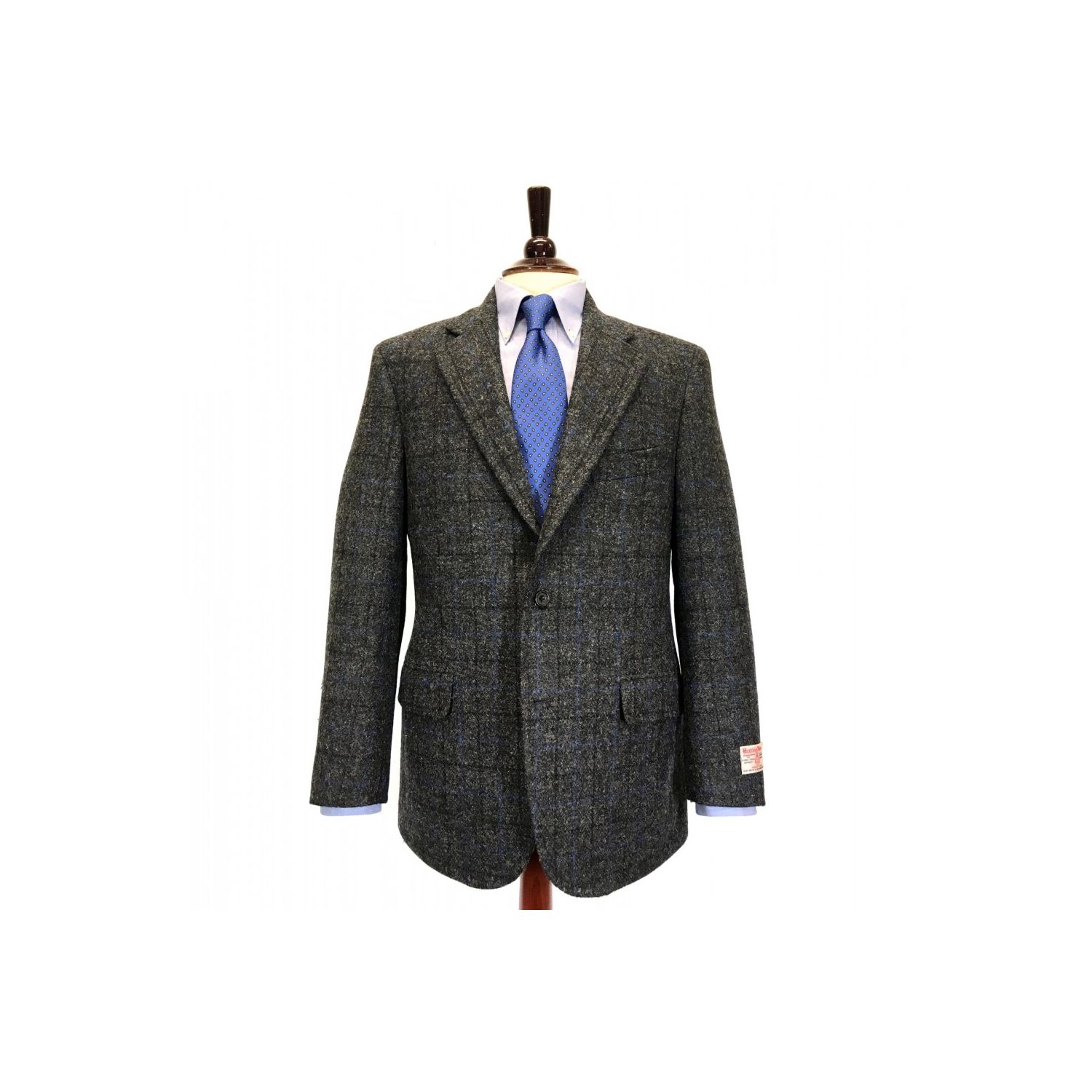 Southwick Sport Coat - Harris Tweed - Charcoal with Royal & Black