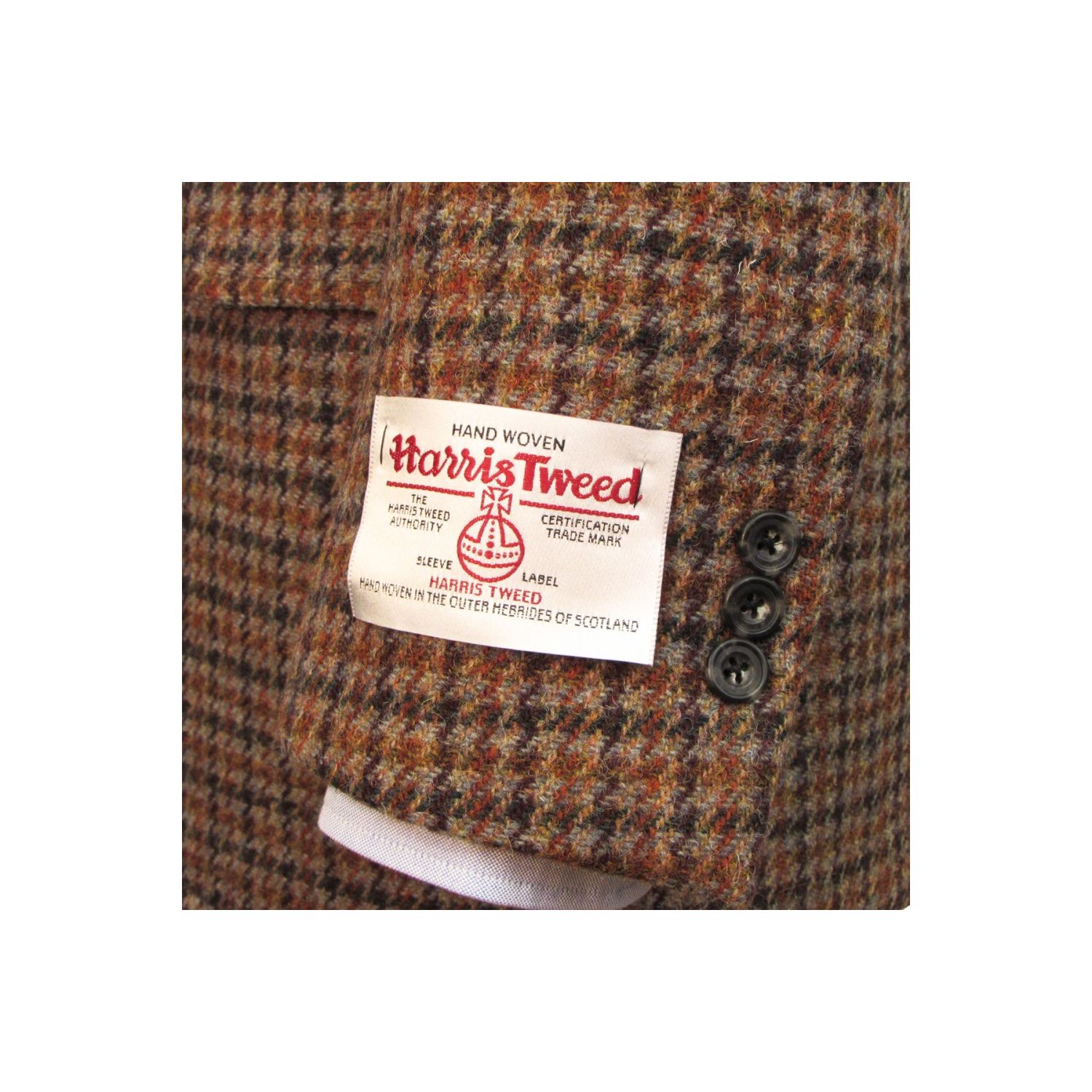 Southwick Sport Coat - Harris Tweed - Rust & Brown Dogstooth 