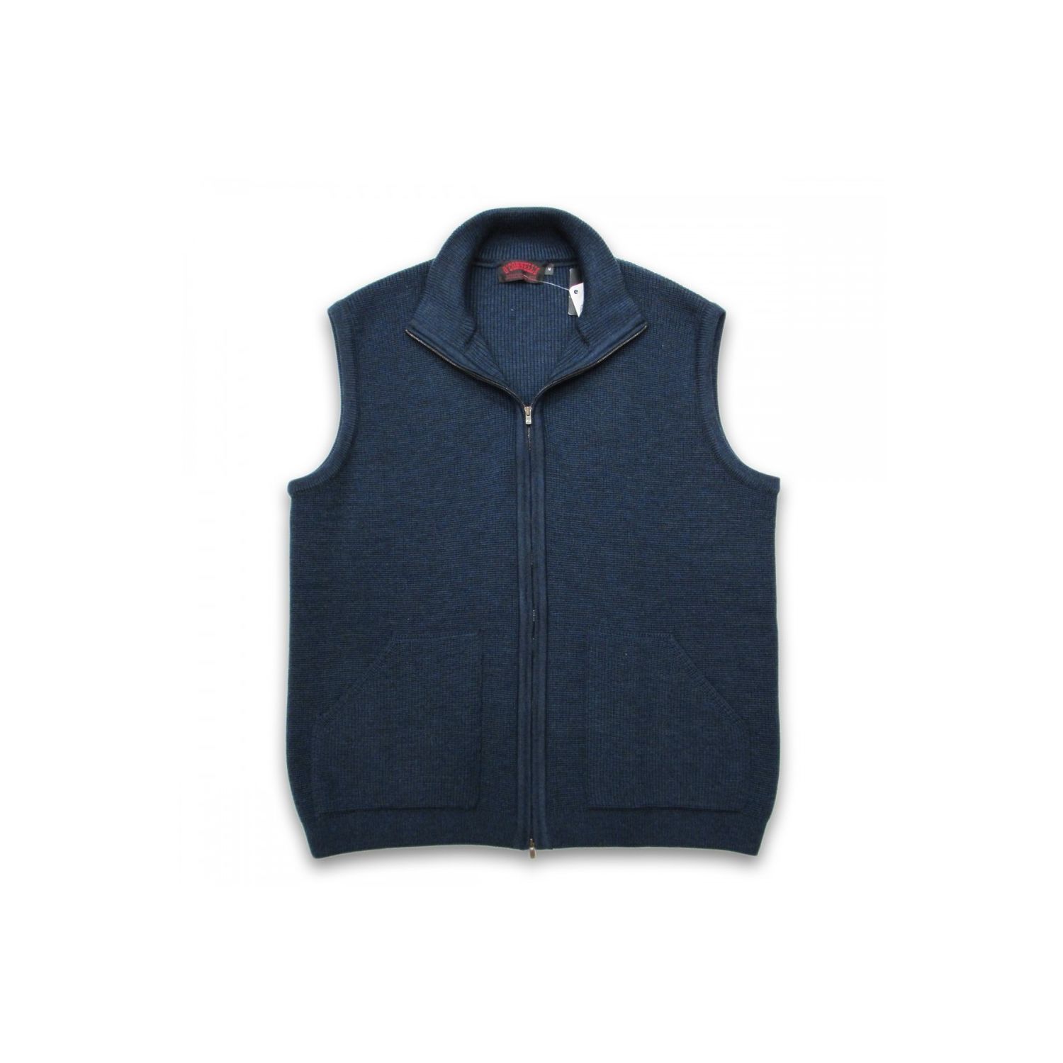 St. Croix Half Cardigan Wool Zip Vest (patch side pockets) - Navy