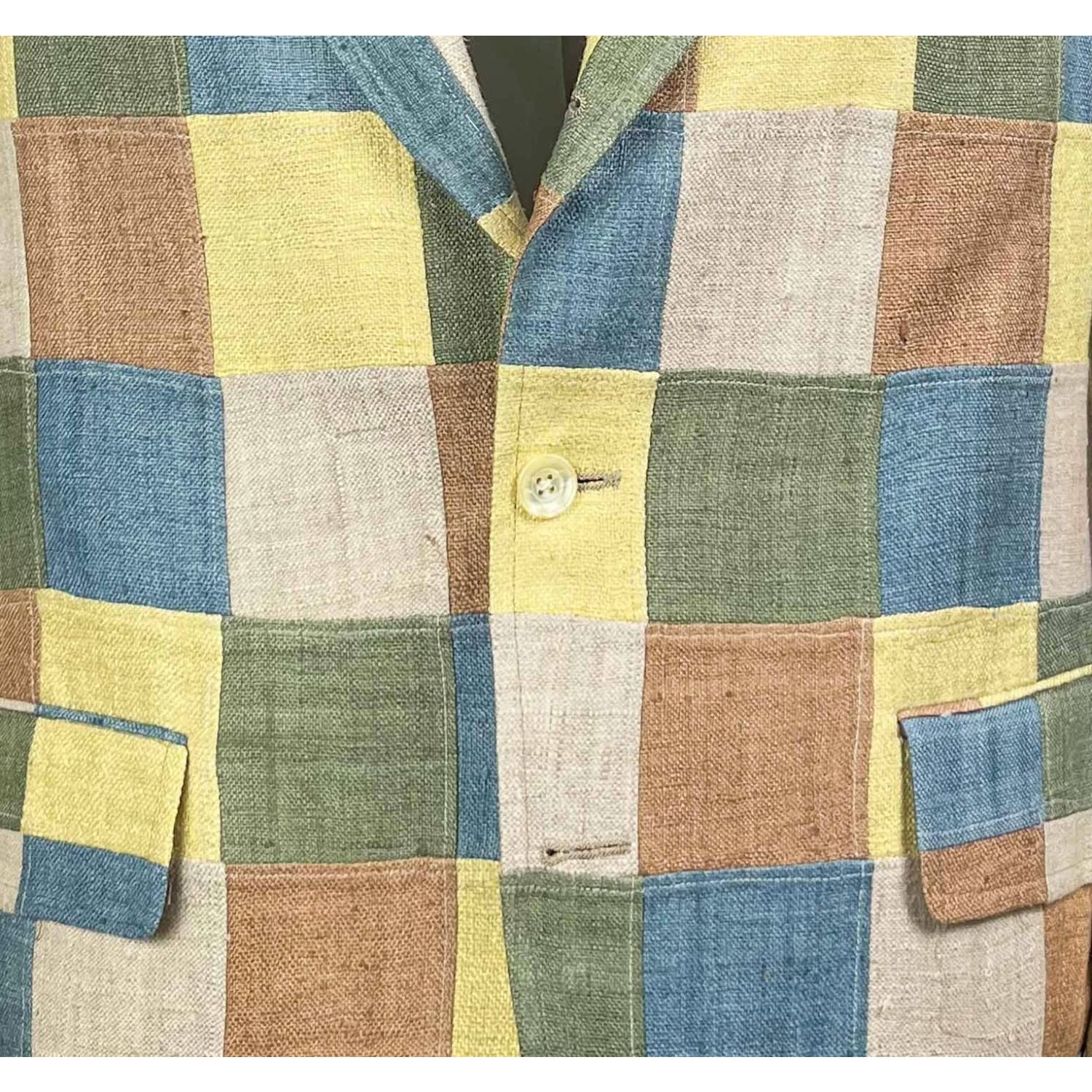 Tussah Silk Patchwork Sport Coat - Multi Color | Men