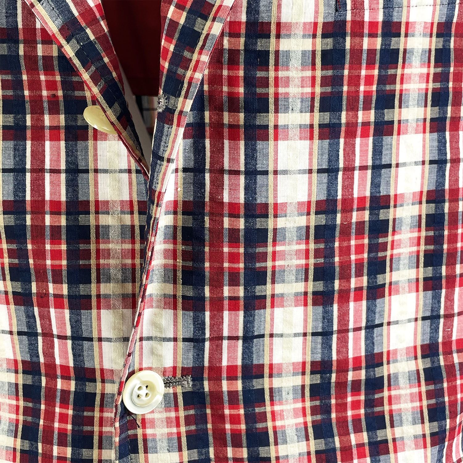 Vintage Sport Coat - Cotton Blend Seersucker - Red, White & Navy 