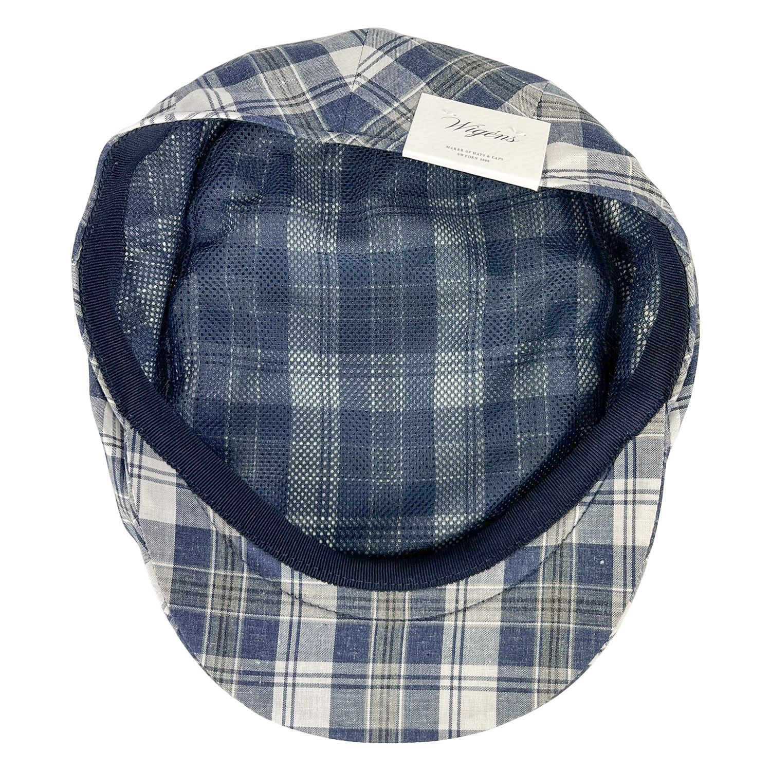 Wigens Cotton & Linen Ivy Slim Cap - Blue Plaid (101896) | Men's