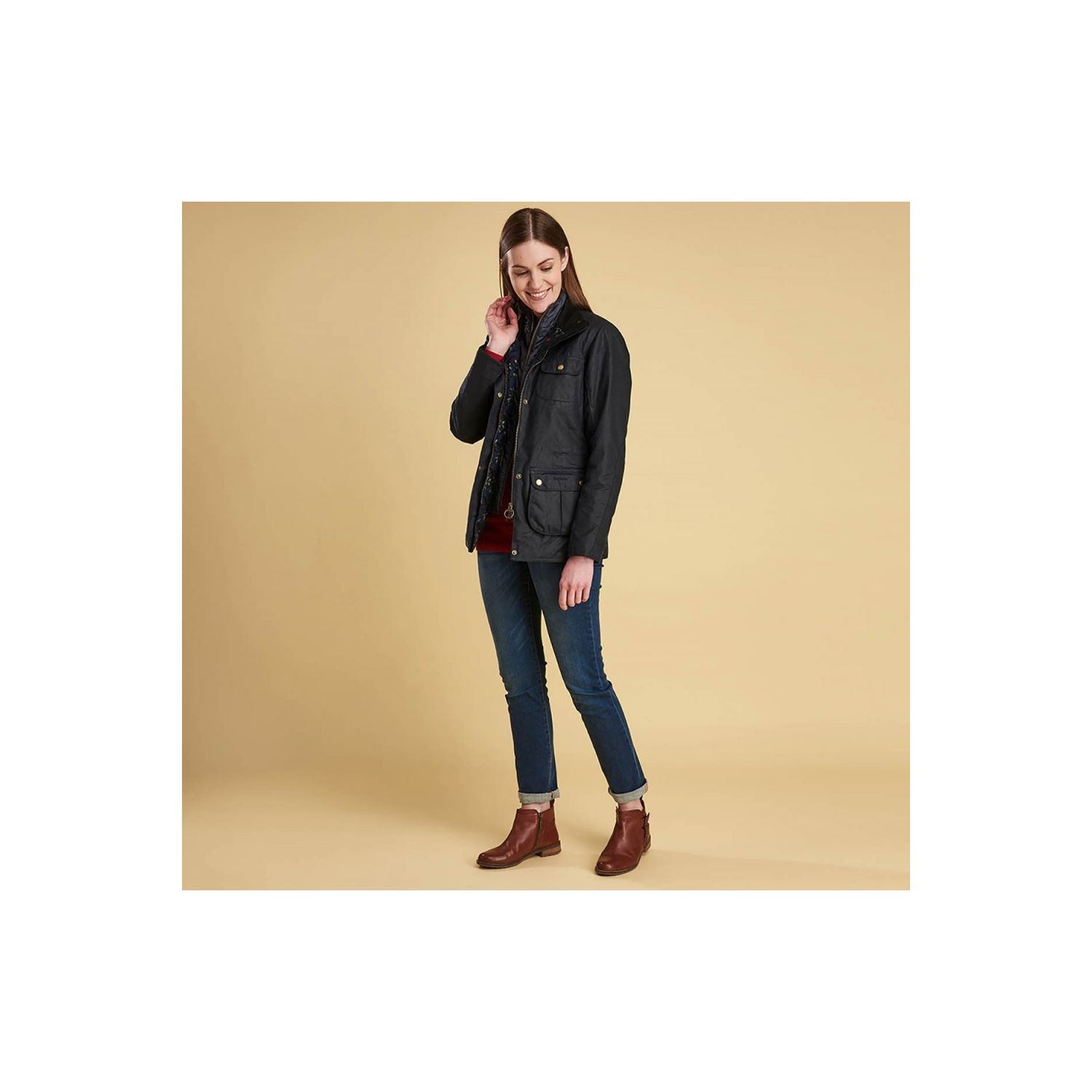 Womens Barbour Chaffinch Wax Jacket - Navy - LWX0876 | Men's and