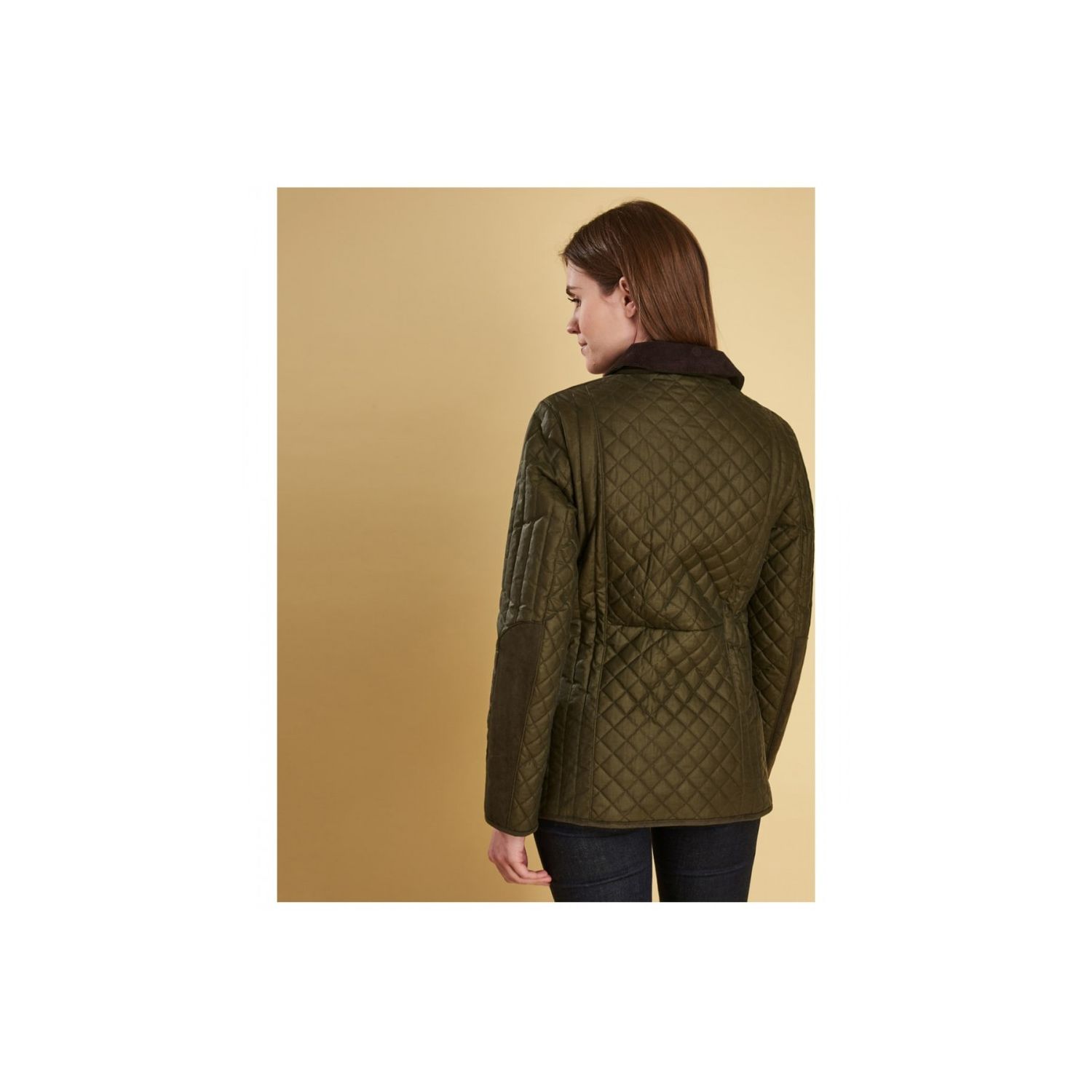Womens Barbour Dunnock Quilted Wax Jacket - Olive - LWX0878