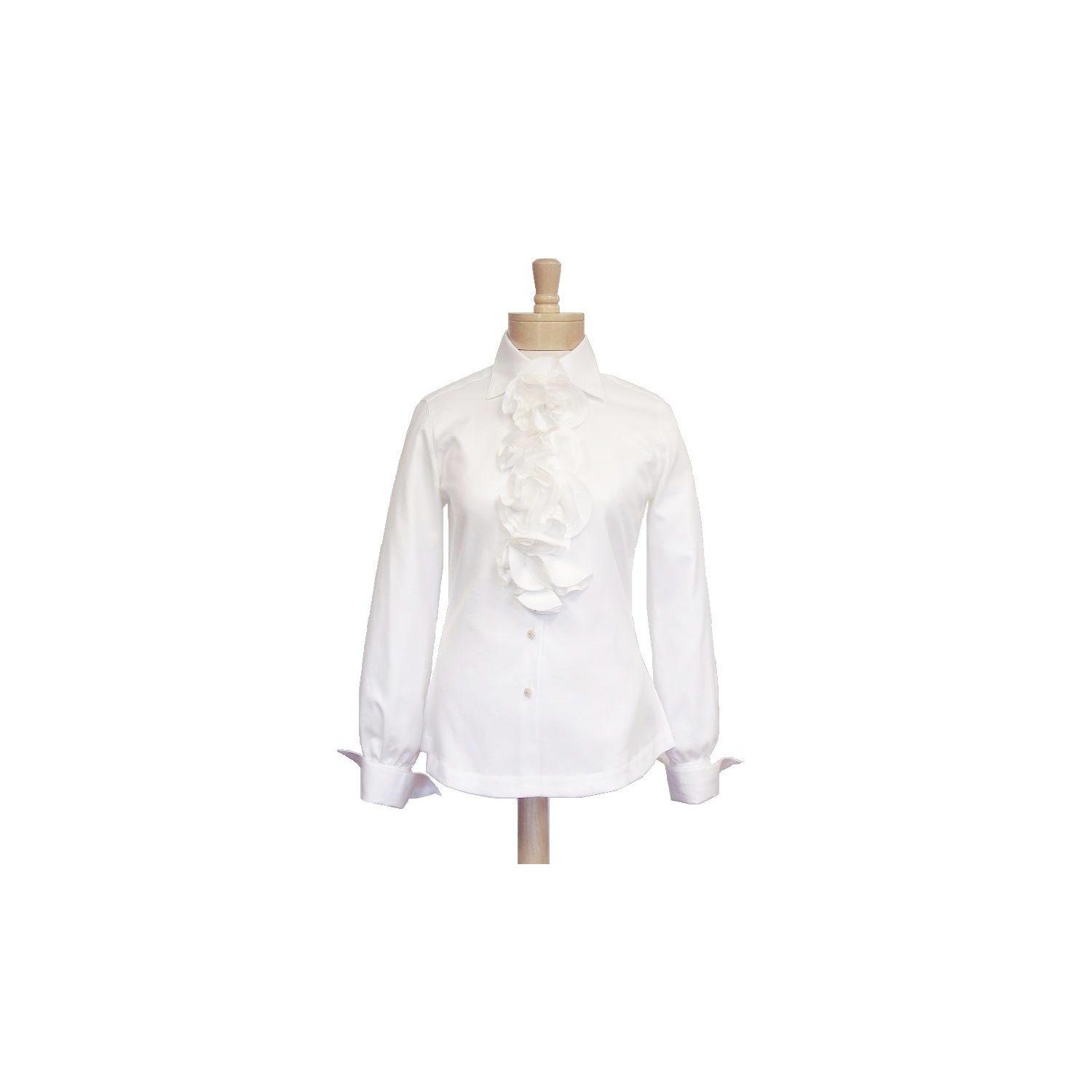 Womens Luxe Cotton Twill Ruffle Shirt - White | Men's and women's
