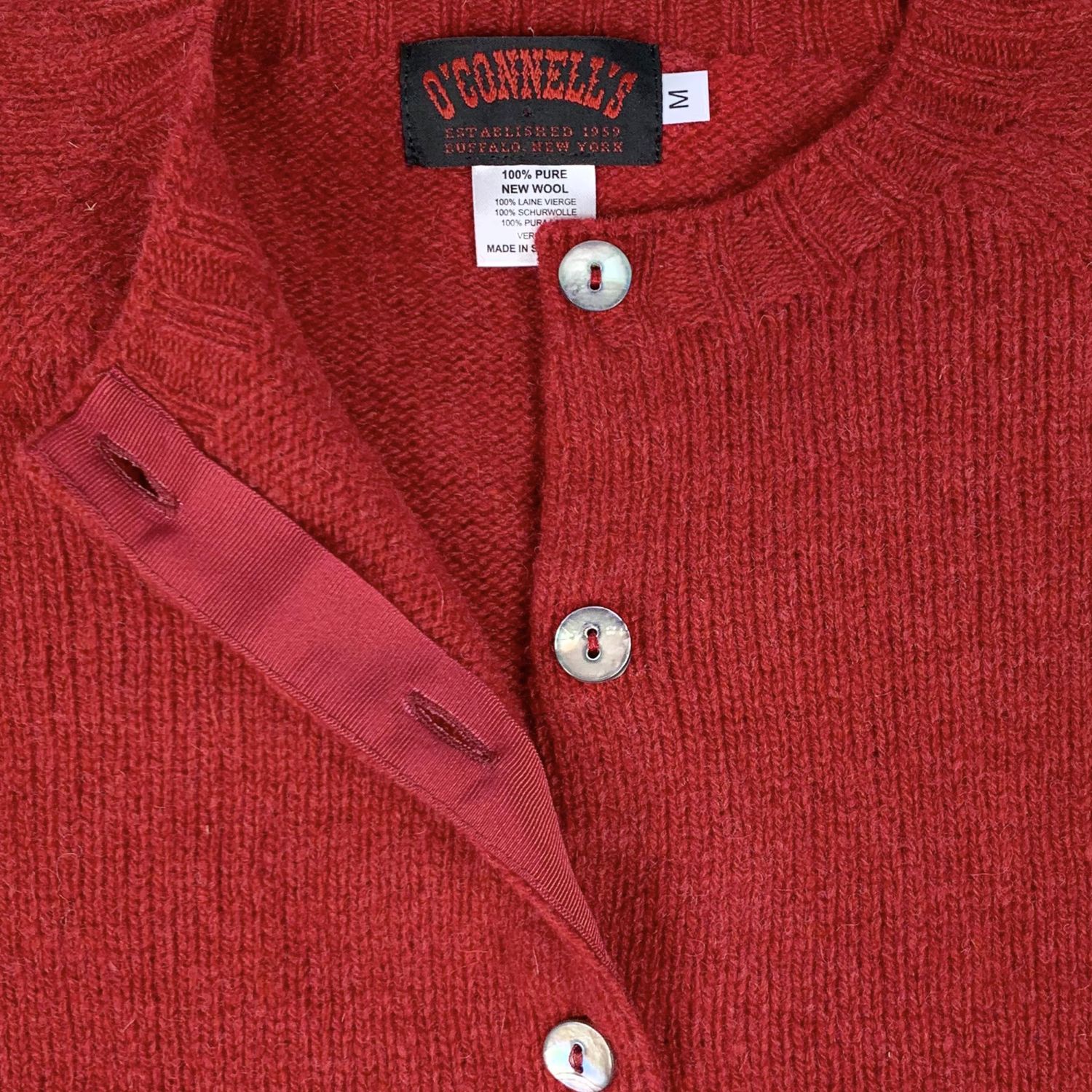 Women's Scottish Shetland Wool Cardigan - Crimson | Men's and