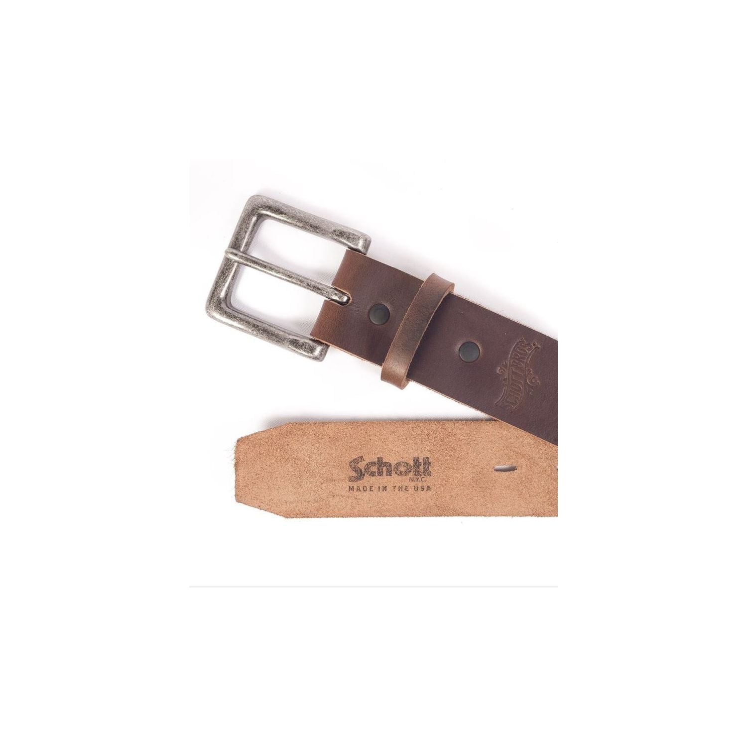 Schott NYC Veg Tanned Steerhide Belt - Brown | Men's and women's