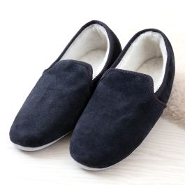O’Connell’s English Slippers - Shearling lined Suede Slipper - Navy ...