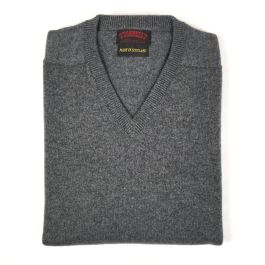 O'Connell's Scottish Cashmere V-Neck Sweater - Medium Grey - Men's ...