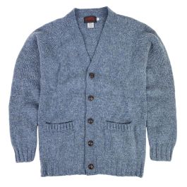 O'Connell's Chunky Scottish Shetland Wool Cardigan - Blue Grey - Men's ...