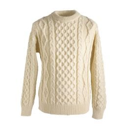 O'Connell's Irish Fisherman Aran Sweater - Natural - Men's Clothing,  Traditional Natural shouldered clothing, preppy apparel
