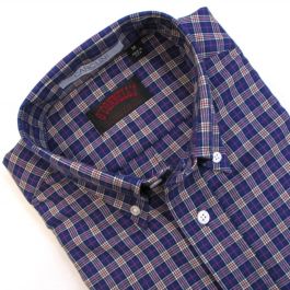 O'Connell's Long Sleeve Sport Shirt - Cotton Doeskin - Plaid - Royal ...