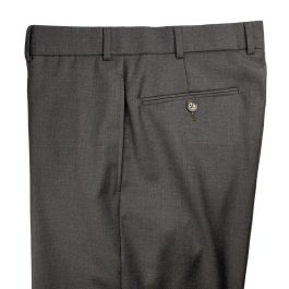 O'Connell's Plain Front Wool Serge Trousers - Charcoal Brown - Men's ...