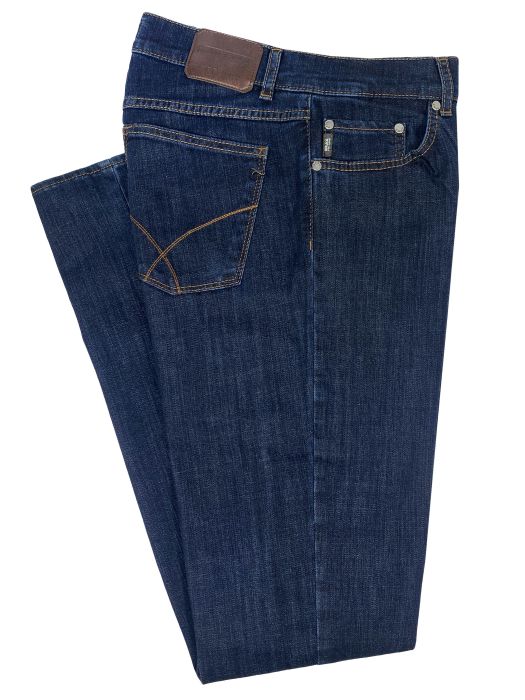 5-Pocket Denim Jeans by - Dark Blue - Men's Clothing, Traditional Natural shouldered apparel