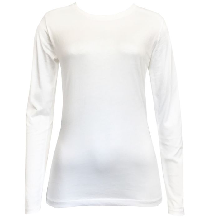 Bourgogne Mus forsøg Ladies Extra Fine Pima Cotton long Sleeve T Shirt - White - (8508) - Men's  Clothing, Traditional Natural shouldered clothing, preppy apparel