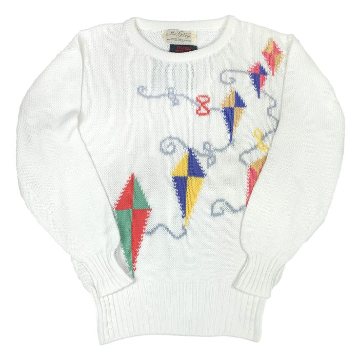 McGeorge Women's Cotton Hand Intarsia Crewneck Sweater - Kites