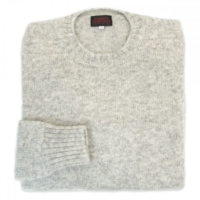 Catholic Royal family Bare O'Connell's Scottish Shetland Wool Sweater - Light Grey - Men's Clothing,  Traditional Natural shouldered clothing, preppy apparel
